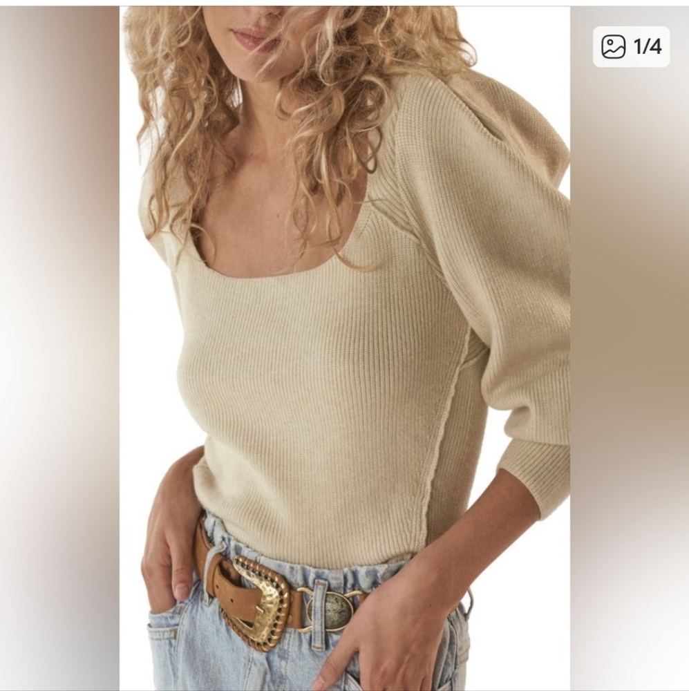 Free People Saffron Style Sweater: Boho Coquette Cottagecore Knit Pullover XS - Picture 2 of 8